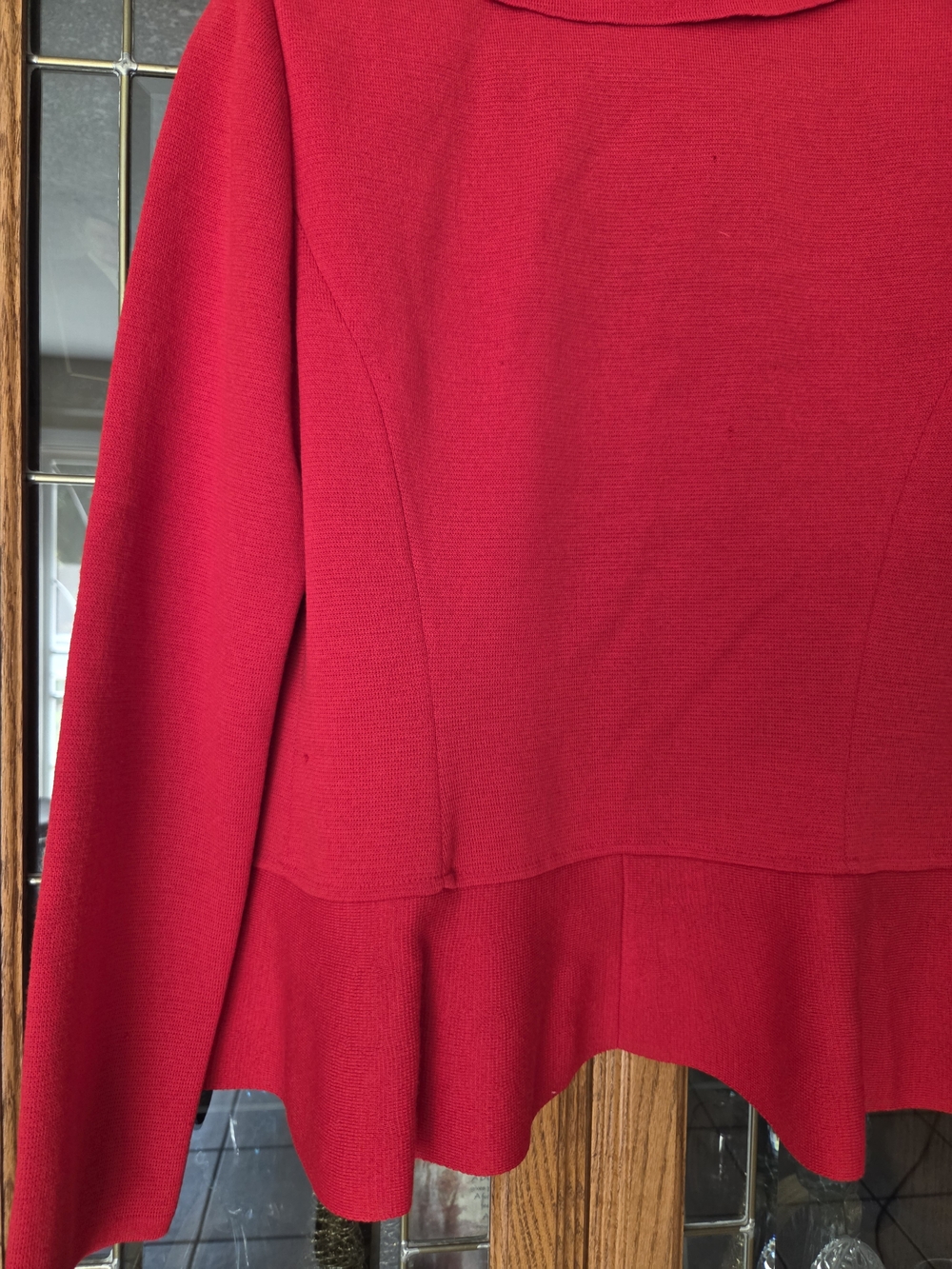 St. John Red Ruffle-Front Jacket - Picture 9 of 15